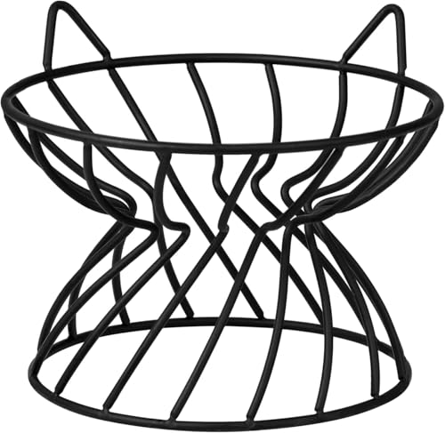 Rutschfester Metallständer für Katzennapf - Erhöhter Katzennapfhalter gegen Erbrechen - Katzennapf Ständer aus schwarzem Eisen für Bequemes Essen und Trinken - 15 x 12 cm Rutschfester Metallständer für Katzennapf - Erhöhter Katzennapfhalter gegen Erbrechen - Katzennapf Ständer aus schwarzem Eisen für Bequemes Essen und Trinken - 15 x 12 cm von AHX
