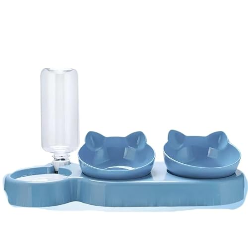 3 In 1 Katzennapf Futternapf Für Katzen, Katzennapf Mit Wasserspender Doppelnapf Trennung Von Trocken Und Nassfutter Geneigte Futternapf Katzenfressnapf Automatisch Für Indoor-Katzen, Hunde(A) von AHYBE