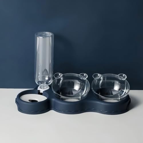 3-in-1 Katze Futternapf Und Wassernapf Set，Katzennapf, 15° Neigbar Mit Automatischer Wasserflasche, Gekippter Erhöhter Wassernapf Für Kleine Und Mittelgroße Hunde Und Katze(A) von AHYBE