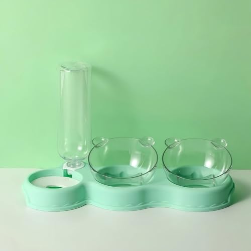 3-in-1 Katze Futternapf Und Wassernapf Set，Katzennapf, 15° Neigbar Mit Automatischer Wasserflasche, Gekippter Erhöhter Wassernapf Für Kleine Und Mittelgroße Hunde Und Katze(D) von AHYBE