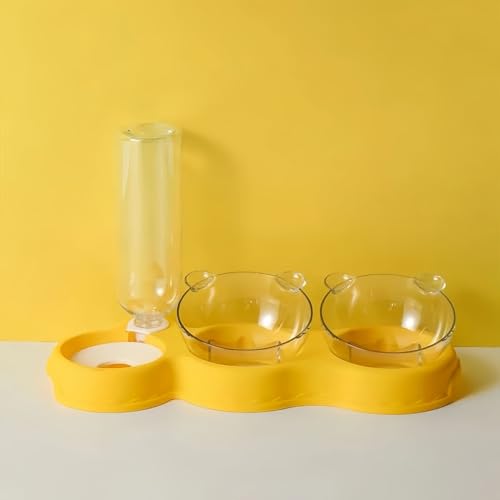 3-in-1 Katze Futternapf Und Wassernapf Set，Katzennapf, 15° Neigbar Mit Automatischer Wasserflasche, Gekippter Erhöhter Wassernapf Für Kleine Und Mittelgroße Hunde Und Katze(E) von AHYBE