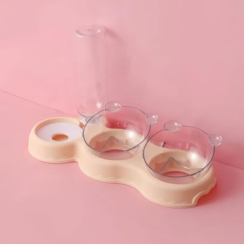 3-in-1 Katze Futternapf Und Wassernapf Set，Katzennapf, 15° Neigbar Mit Automatischer Wasserflasche, Gekippter Erhöhter Wassernapf Für Kleine Und Mittelgroße Hunde Und Katze(F) von AHYBE