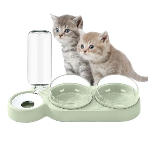Katzennapf Doppelkatzen-Schalen Und Futterschalen，3-in-1 Katze Futternapf Und Wassernapf Set,15° Neigbar Mit Automatischer Wasserflasche Für Kleine Und Mittelgroße Hunde Und Katze(C) von AHYBE