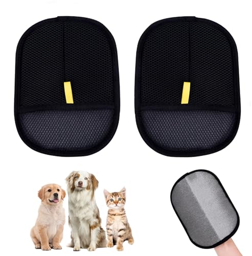 AHYDFSR 2 Stück Doppelseitige Haustierpflegehandschuhe, Handschuhe zur statischen Entfernung von Tierhaaren Wiederverwendbare antistatische, für Waschen Enthaaren Pflege, für Katzen und Hunde von AHYDFSR
