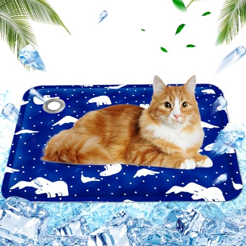 AHYDFSR Kühlmatte Hunde Katzen, wassergefüllte Kühlmatte, Hunde kühlmatte verwenden selbstkühlend mit ungiftiges Gel, M, 40×50cm, Königsblau von AHYDFSR