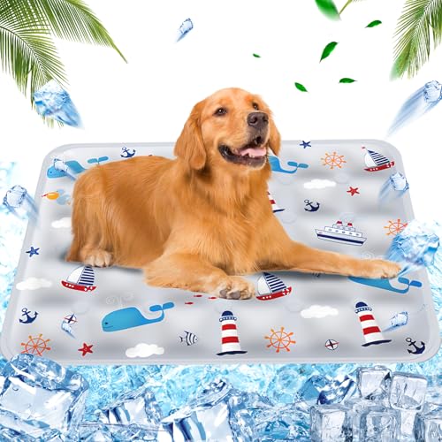 AHYDFSR Kühlmatte für Hunde, Wasserdicht & Kratzfest, wassergefüllte Kühlmatte,für Haustiere & Mensch, 60×70cm,XL,Grau von AHYDFSR