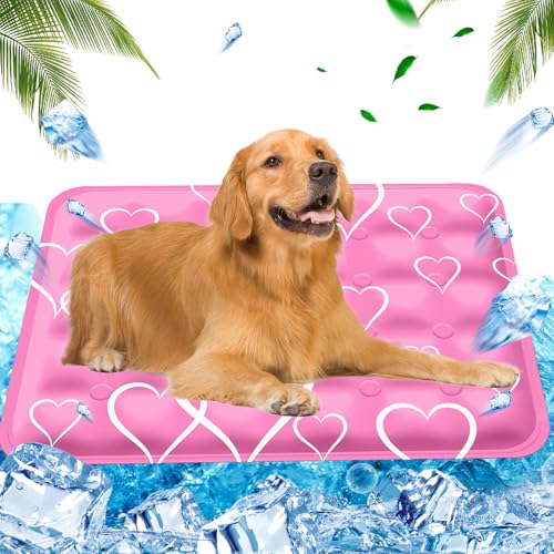 AHYDFSR Kühlmatte für Hunde, Wassereinspritzung, Kühldecke für Hunde Wasserdicht & Kratzfest, verwenden selbstkühlend mit ungiftiges Gel, Rosa Herz, 60×90cm, XL AHYDFSR Kühlmatte für Hunde, Wassereinspritzung, Kühldecke für Hunde Wasserdicht & Kratzfest, verwenden selbstkühlend mit ungiftiges Gel, Rosa Herz, 60×90cm, XL von AHYDFSR