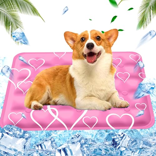 AHYDFSR Kühlmatte für Hunde Katzen Haustiere Kühldecke, wassergefüllte Kühlmatte, Selbstkühlende Matte für Haustiere, Rosa Herz, 50×60cm, L AHYDFSR Kühlmatte für Hunde Katzen Haustiere Kühldecke, wassergefüllte Kühlmatte, Selbstkühlende Matte für Haustiere, Rosa Herz, 50×60cm, L von AHYDFSR