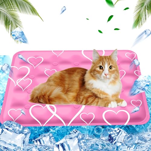 AHYDFSR Kühlmatte für Hunde Katzen Haustiere Kühldecke, wassergefüllte Kühlmatte, Sommer Kühlkissen wasserdichte, Rosa Herz, 40×50cm, M AHYDFSR Kühlmatte für Hunde Katzen Haustiere Kühldecke, wassergefüllte Kühlmatte, Sommer Kühlkissen wasserdichte, Rosa Herz, 40×50cm, M von AHYDFSR