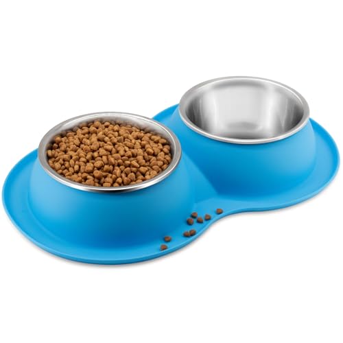 AIANDE Hundenäpfe für mittelgroße Hunde, himmelblau, extra große Hundenäpfe Set, Edelstahl Haustiernäpfe mit Matte für Katzen Hunde, rutschfeste Silikon-Gummi-Haustiernäpfe, 4 Tassen, tiefer für AIANDE Hundenäpfe für mittelgroße Hunde, himmelblau, extra große Hundenäpfe Set, Edelstahl Haustiernäpfe mit Matte für Katzen Hunde, rutschfeste Silikon-Gummi-Haustiernäpfe, 4 Tassen, tiefer für von AIANDE