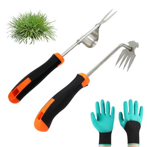 AIBAOBAO Unkrautstecher Edelstahl Wurzeljäter, 2 Pcs 35cm Unkraut Entferner Gerät mit Gartenhandschuhe Gartenarbeit Hand Unkrautstecher mit Stiel Gartenwerkzeug zum Graben Jäten Umpflanzen Entwurzeln AIBAOBAO Unkrautstecher Edelstahl Wurzeljäter, 2 Pcs 35cm Unkraut Entferner Gerät mit Gartenhandschuhe Gartenarbeit Hand Unkrautstecher mit Stiel Gartenwerkzeug zum Graben Jäten Umpflanzen Entwurzeln von AIBAOBAO