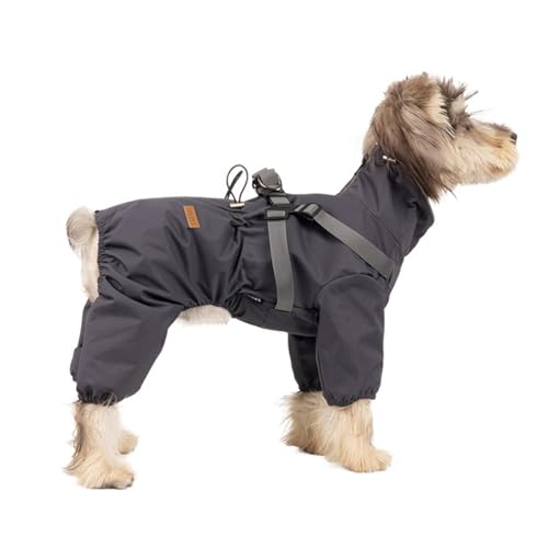 Hunde Regenmantel mit hoher Wasserdicht für Hunde Reflektieren der Vier Bein iger Regen-Overall für Welpen kleines mittleres Haustier-Gray||L von AIDISENA