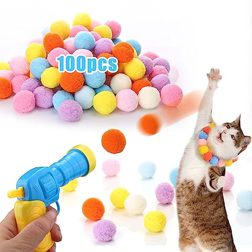 AIERSA Interaktives Katzenspielzeug für Indoor-Katzen, 100 Bommelbälle mit Launcher-Set, Kätzchenspielzeug für Katzen, zum Selbstspielen, niedlicher Katzenball für Katzenanreicherung AIERSA Interaktives Katzenspielzeug für Indoor-Katzen, 100 Bommelbälle mit Launcher-Set, Kätzchenspielzeug für Katzen, zum Selbstspielen, niedlicher Katzenball für Katzenanreicherung von AIERSA