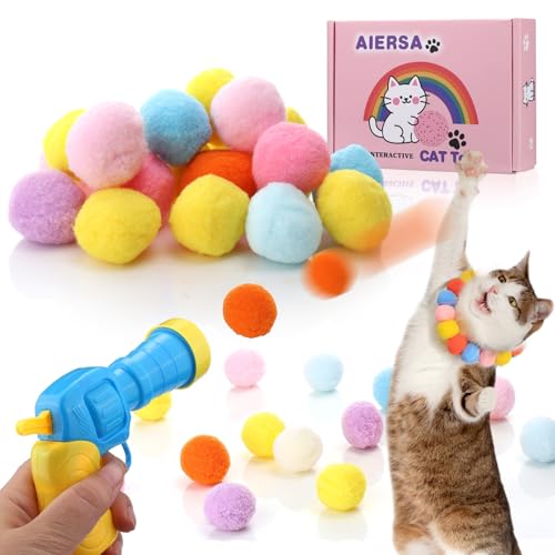 AIERSA Interaktives Katzenspielzeug für Indoor-Katzen, Katzenballwerfer mit 30 Plüschbällen für gelangweilte erwachsene Katzen, Katzenspielzeugpistole mit Pompons, Katzenliebhaber-Geschenke für Frauen AIERSA Interaktives Katzenspielzeug für Indoor-Katzen, Katzenballwerfer mit 30 Plüschbällen für gelangweilte erwachsene Katzen, Katzenspielzeugpistole mit Pompons, Katzenliebhaber-Geschenke für Frauen von AIERSA
