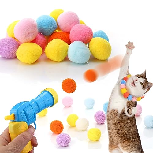 AIERSA Katzenspielzeug Ballwerfer, Katzenspielzeug zum Apportieren, Plüschball-Schießpistole mit 20 Pompom-Bällen, interaktives Spielzeug für Indoor-Katzen AIERSA Katzenspielzeug Ballwerfer, Katzenspielzeug zum Apportieren, Plüschball-Schießpistole mit 20 Pompom-Bällen, interaktives Spielzeug für Indoor-Katzen von AIERSA