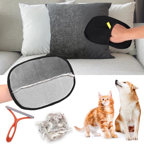 AIERSA Tierhaarentfernungswerkzeug, statische Entfernungshandschuhe für Tierhaare, Hunde- und Katzenhaarentferner-Set für Couch, Kleidung, Autopflege, Teppich, Bett, Bettwäsche, Möbel von AIERSA