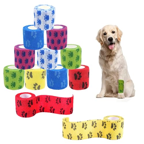 AIGOUT 12 Rollen Selbsthaftende Bandage für Haustiere Fixierverband Selbsthaftende Elastische Haustier Vet Wrap Multifunktionale Kohäsive Bandage für Katze, Handgelenk, Knöchel 5cm x 4,5m AIGOUT 12 Rollen Selbsthaftende Bandage für Haustiere Fixierverband Selbsthaftende Elastische Haustier Vet Wrap Multifunktionale Kohäsive Bandage für Katze, Handgelenk, Knöchel 5cm x 4,5m von AIGOUT