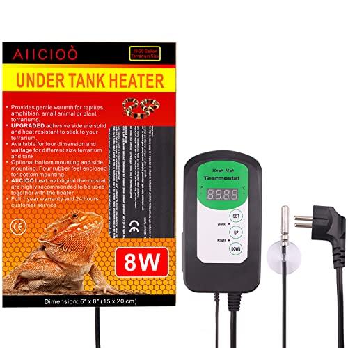 AIICIOO Reptilien-Heizmatte mit Thermostat – Eidechsen-Terrarium-Heizkissen für Reptilien, Eidechse, Gecko, Schlange, Schildkröte, Spinne, 8 W AIICIOO Reptilien-Heizmatte mit Thermostat – Eidechsen-Terrarium-Heizkissen für Reptilien, Eidechse, Gecko, Schlange, Schildkröte, Spinne, 8 W von AIICIOO