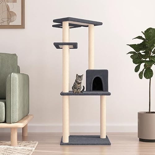 AIJUUKJP Cat Supplies Kratzbaum mit Sisal-Kratzstämmen dunkelgrau 123 cm Tiere & Haustierbedarf von AIJUUKJP