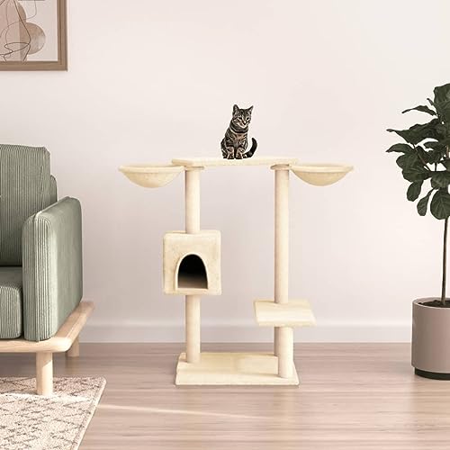 Cat Supplies Kratzbaum mit Kratzstämmen Creme 82 cm Tiere & Haustierbedarf von AIJUUKJP