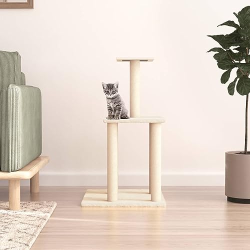 Cat Supplies Kratzbaum mit Sisal-Kratzstämmen, cremefarben, 85,5 cm, Tiere & Haustierbedarf von AIJUUKJP