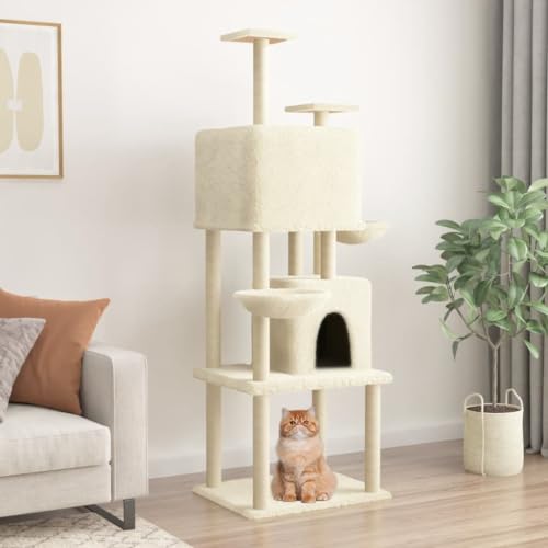 Cat Supplies Kratzbaum mit Sisal-Kratzstämmen Creme 180 cm Tiere & Haustierbedarf von AIJUUKJP