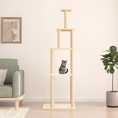 Cat Supplies Kratzbaum mit Sisal-Kratzstämmen Creme 183 cm Tiere & Haustierbedarf von AIJUUKJP