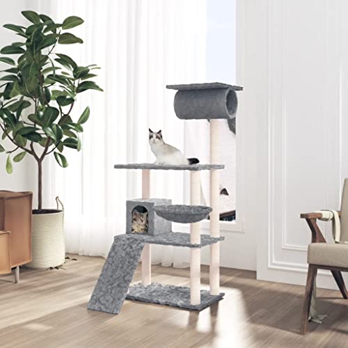 Cat Supplies Kratzbaum mit Sisal-Kratzstämmen Hellgrau 131 cm Tiere & Haustierbedarf von AIJUUKJP