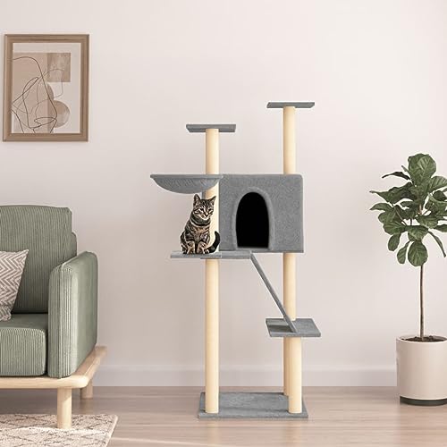 Cat Supplies Kratzbaum mit Sisal-Kratzstämmen Hellgrau 143 cm Tiere & Haustierbedarf von AIJUUKJP