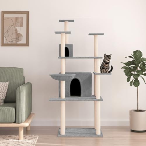 Cat Supplies Kratzbaum mit Sisal-Kratzstämmen Hellgrau 166 cm Tiere & Haustierbedarf von AIJUUKJP