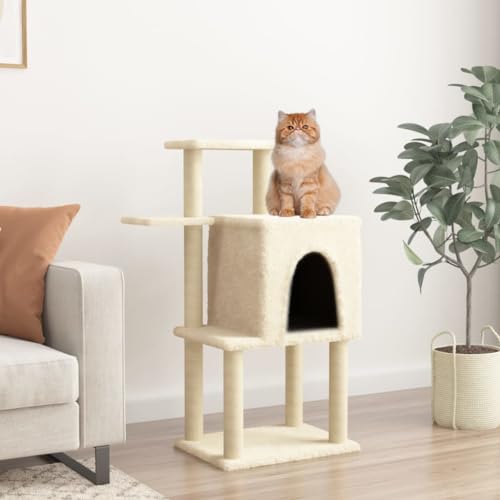 Cat Supplies Kratzbaum mit Sisal-Kratzstämmen creme 97 cm Tiere & Haustierbedarf von AIJUUKJP