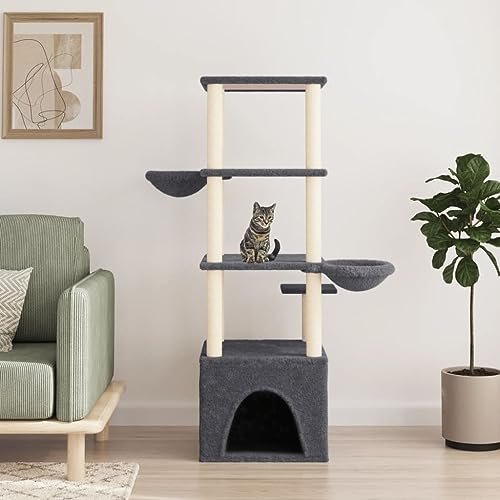 Cat Supplies Kratzbaum mit Sisal-Kratzstämmen dunkelgrau 147 cm Tiere & Haustierbedarf von AIJUUKJP