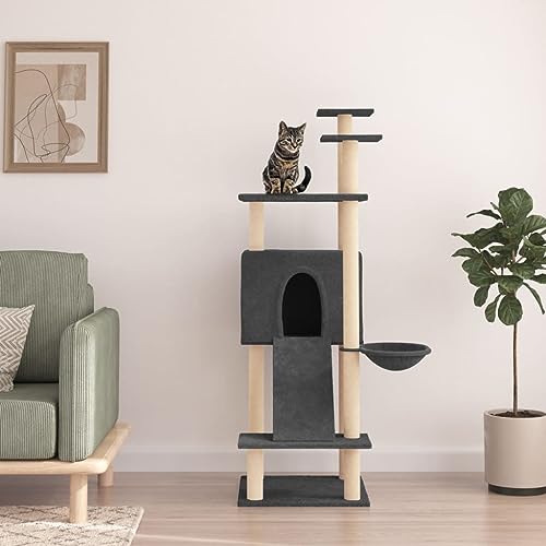 Cat Supplies Kratzbaum mit Sisal-Kratzstämmen dunkelgrau 153 cm Tiere & Haustierbedarf von AIJUUKJP