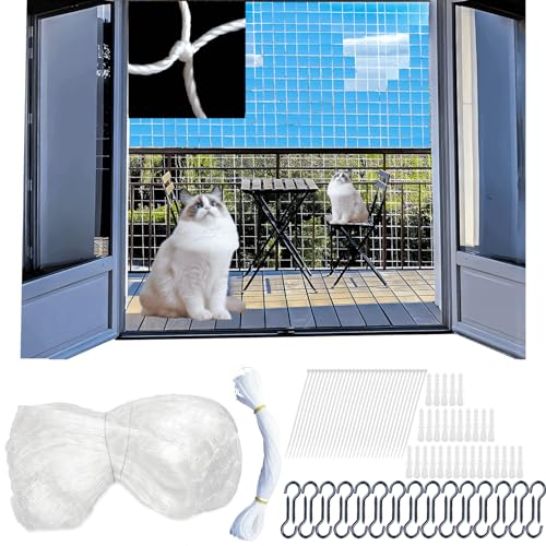 AILAIKE Katzennetz für Balkon - 8x3 Meter - Strapazierfähiges Nylon für Katzennetz Sicherheit für Ihre Katze von AILAIKE