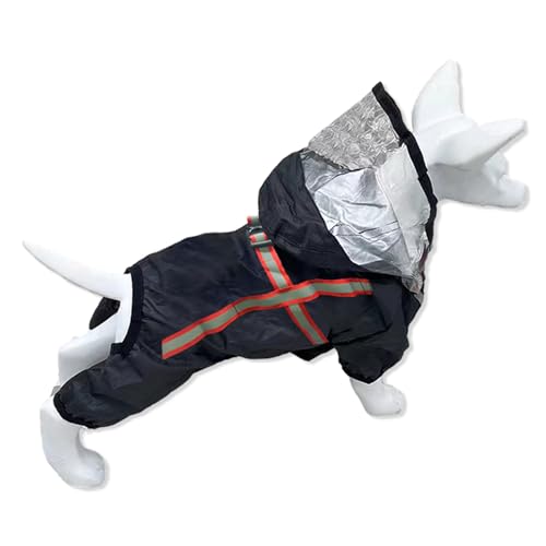 Hunde-Regenmantel, wasserdicht, mit Loch für Geschirr, stilvoll und schützend, Schwarz, Größe 11XL von AILAIKE