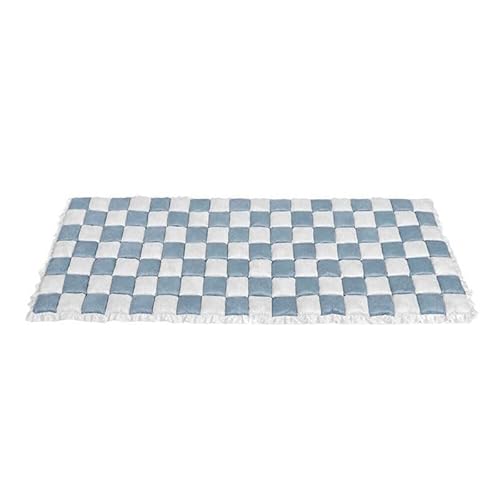 AILISK Funny Fuzzy Cream-Colored Large Plaid Square Fuzzy Pet Dog Mat Bed Couch Cover(Blau,70 * 150) von AILISK