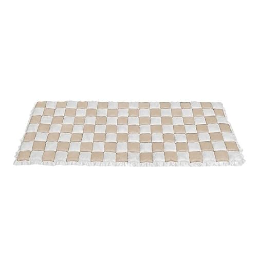 AILISK Funny Fuzzy Cream-Colored Large Plaid Square Fuzzy Pet Dog Mat Bed Couch Cover(Khaki,70 * 210) von AILISK