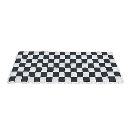 AILISK Funny Fuzzy Cream-Colored Large Plaid Square Fuzzy Pet Dog Mat Bed Couch Cover(Schwarz,70 * 150) von AILISK
