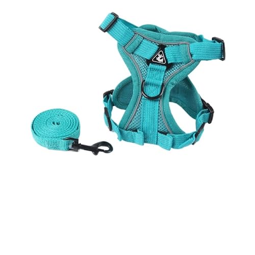 Luxus-Kollektion Verstellbares Katzengeschirr Ausbruchsicher mit Leine Set(Seeblau,L) von AILISK