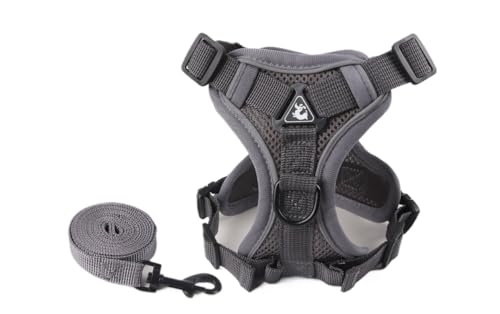 Luxus-Kollektion Verstellbares Katzengeschirr Ausbruchsicher mit Leine Set(grau,L) von AILISK