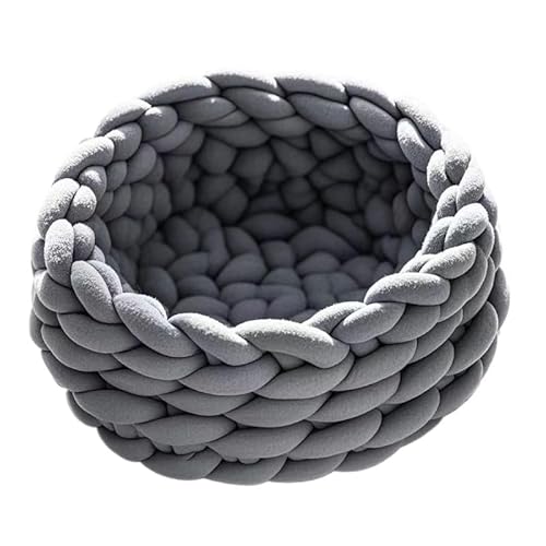 Tierbedarf-Plus Handgeflochtenes Katzenkörbchen(Dunkelgrau,40cm) von AILISK