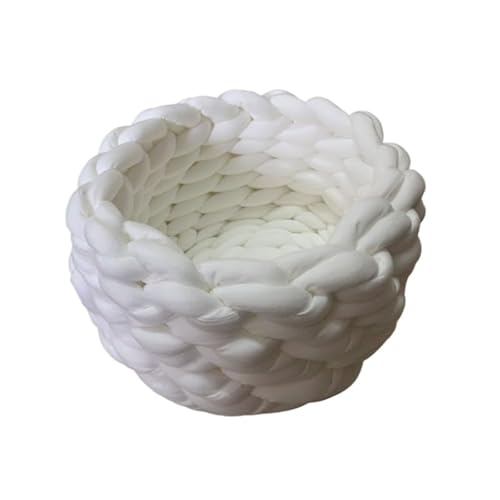 Tierbedarf-Plus Handgeflochtenes Katzenkörbchen(Weiß,55cm) von AILISK