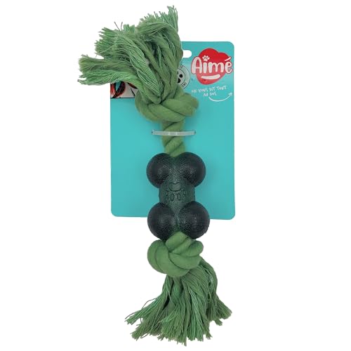 Aimé Hundespielzeug – Seil aus Gummi in Knochenform – Spielzeug für Beschäftigung und Interaktion – auf Basis von recycelter Baumwolle – Zwei-Material – strapazierfähiges Spiel für Kauer weich – 26 cm von AIME