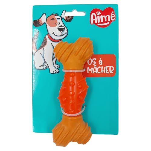 Aimé Hundespielzeug aus Bambus, Kauknochen für Hunde, aus Gummi, Spielzeug mit gutem Geschmack, trägt zur Mundgesundheit bei – für gesundes Zahnfleisch – weicher Widerstand – 15 cm von AIME