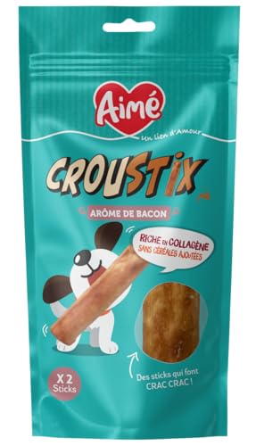 Aimé – Macher Stick – Leckerli für Hunde mit Speckgeschmack – zum Geben zwischen den Mahlzeiten – Futter für Hunde mit niedrigem Fettgehalt – bessere Verdauung – Gesundheit für Krallen & Nägel – 12 cm von AIME