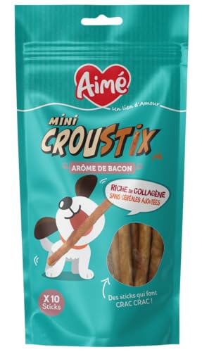 Aimé – Mini Macher Stick – Leckerli für Hunde mit Speckgeschmack – zum Geben zwischen den Mahlzeiten – fettarmes Hundefutter – für eine bessere Verdauung – Gesundheit für Krallen & Nägel von AIME