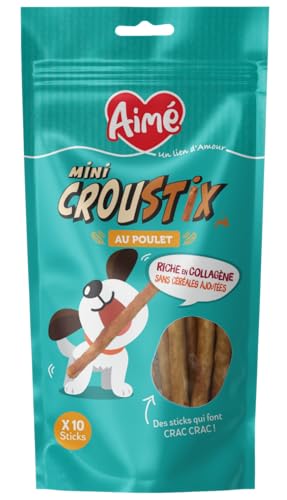 Aimé – Mini-Maschierstab – Leckerli für Hunde mit Huhn – zum Geben zwischen den Mahlzeiten – fettarmes Hundefutter – für eine bessere Verdauung – Gesundheit für Krallen & Nägel von AIME