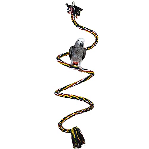 AIMEKE Seilstange | Kauspielzeug mit Glöckchen für Papageien | Spielzeug aus Spirale für Grauvögel Afrikanischer Sittich Eclectus Budgies Nymphensittich von AIMEKE