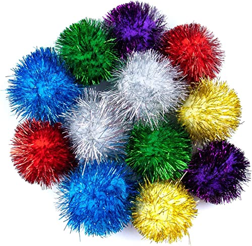 AIMICOCA 10 Pieces Cat Sparkle Balls Assorted Color Sparkle Balls Cat Toy Balls Tinsel Balls Cat Pom Pom Balls Cat Toys Puff Balls Glitter Balls for Cat Kittens von AIMICOCA