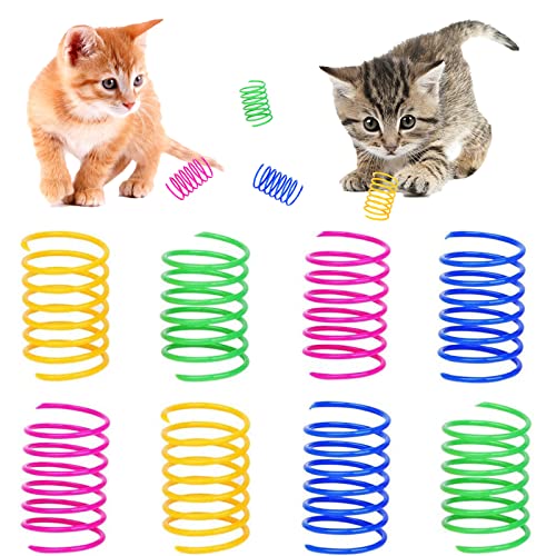 AIMICOCA 20 Stück Katze Spring Spielzeug, Buntes interaktives Spielzeug der Katze Kunststoff-Spiralfedern für das Schlagen, Beißen, Jagen und aktives gesundes Spielen von AIMICOCA